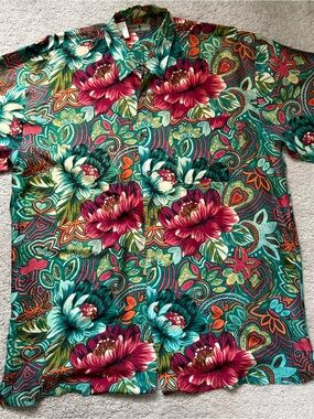Robert Graham Multicolor Floral Button-Down Shirt in Teal, Pink & Orange